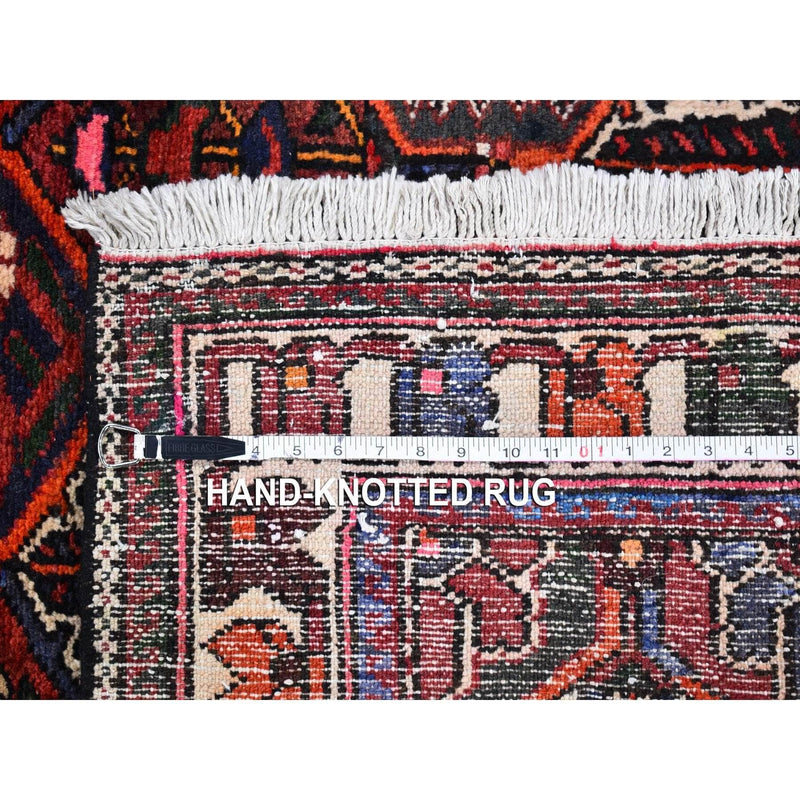 Shrugs Persian 3'8"x9'8" Wide Runner Vintage Persian Bakhtiar with Garden Design Red Pure Wool Oriental Rug