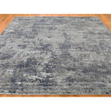 Shrugs Modern and Contemporary 7'10"x9'9" Modern Hi-Low Pile Abstract Design Wool And Silk Hand-Knotted Modern Rug