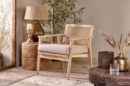 Atri Mango Wood & Cane Occasional Chair
