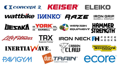 Fitness Brands we are authorised to sell including Watt Bike, Concept 2, Iron Grip, Eleiko, Raze, York Barbell, Keiser, Hammer Strength, Life Fitness, TRX and Iron Neck