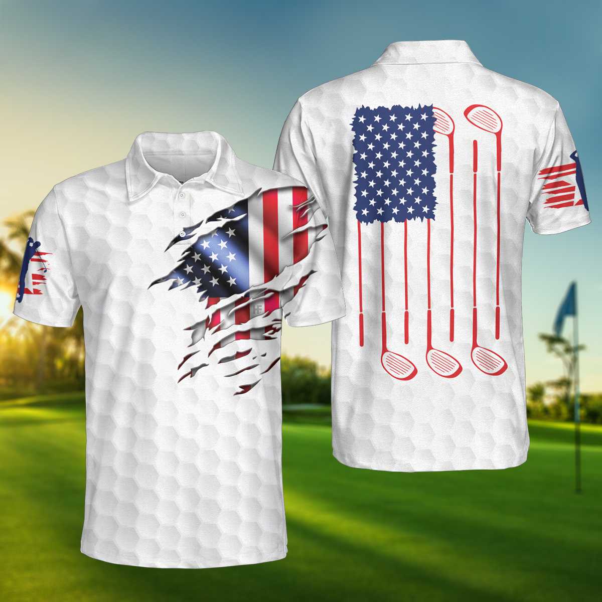 american flag golf shirt