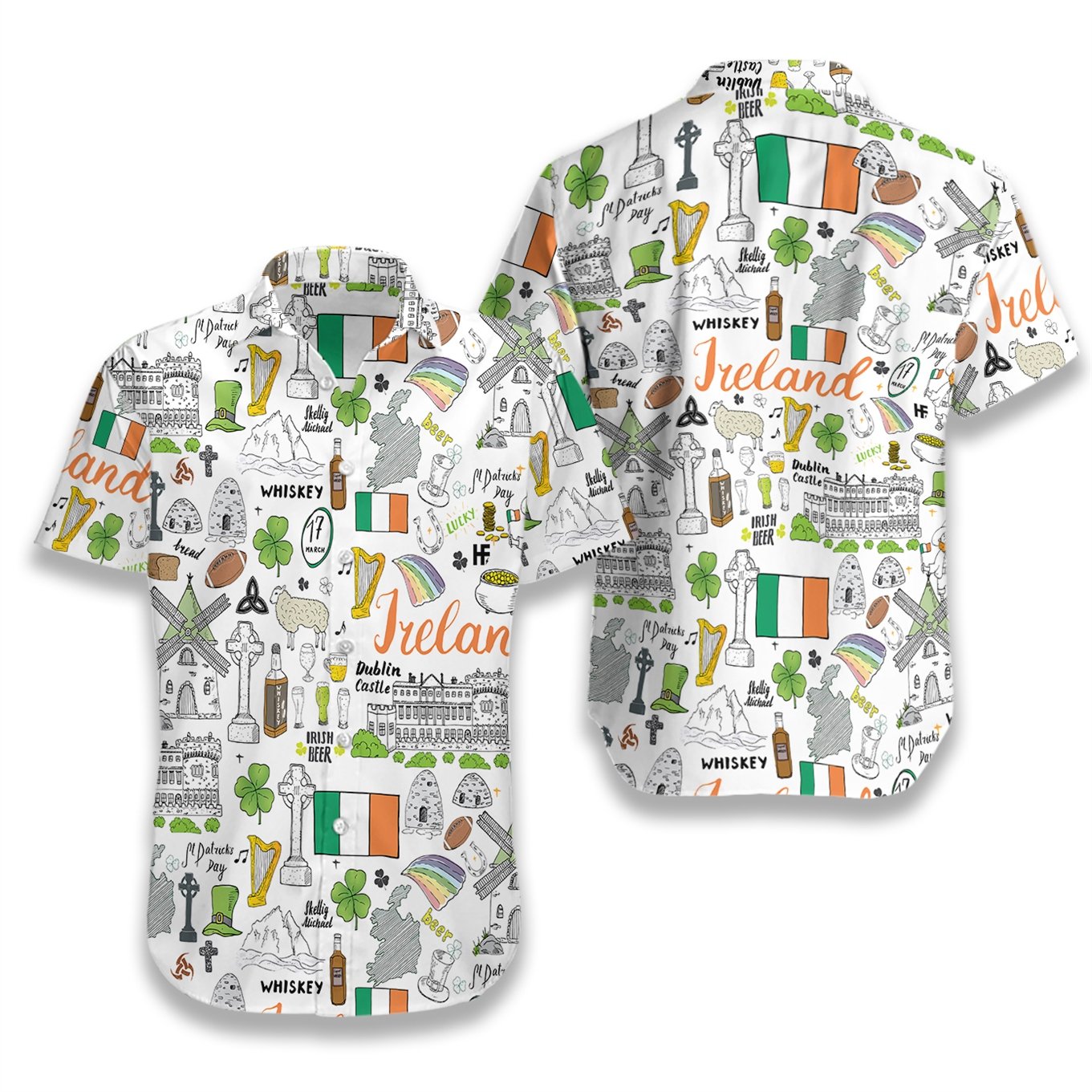 I Love Ireland Doodle EZ02 0207 Hawaiian Shirt