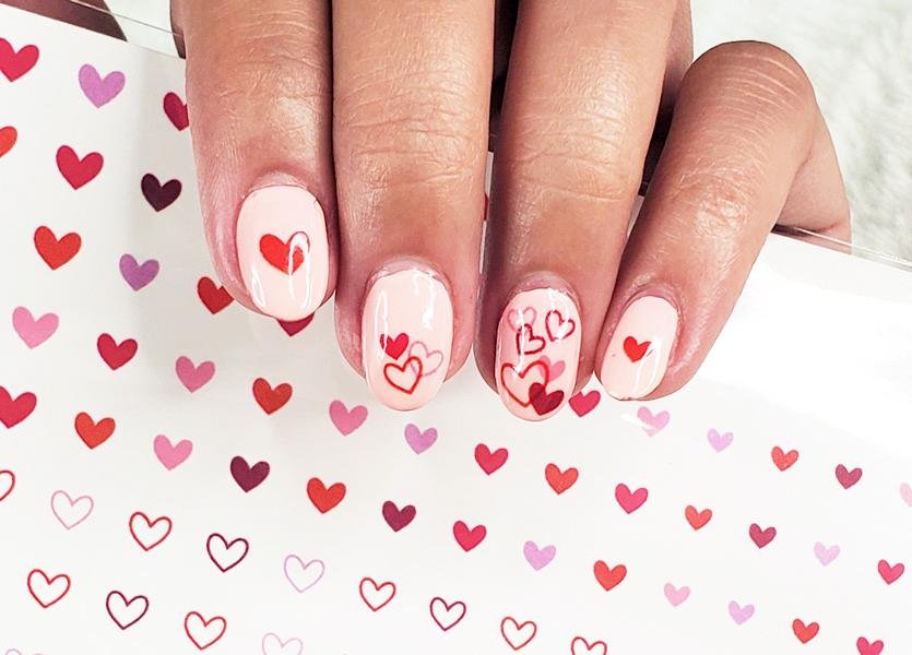 Valentine's Day Nail Art Hearts and Swirls Nail water decals Transfers