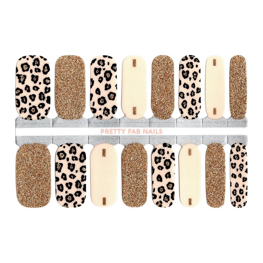 Gold Glitter and Leopard Print Nail Wraps