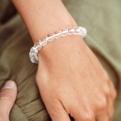 Ambarya clear quartz mala bead bracelet