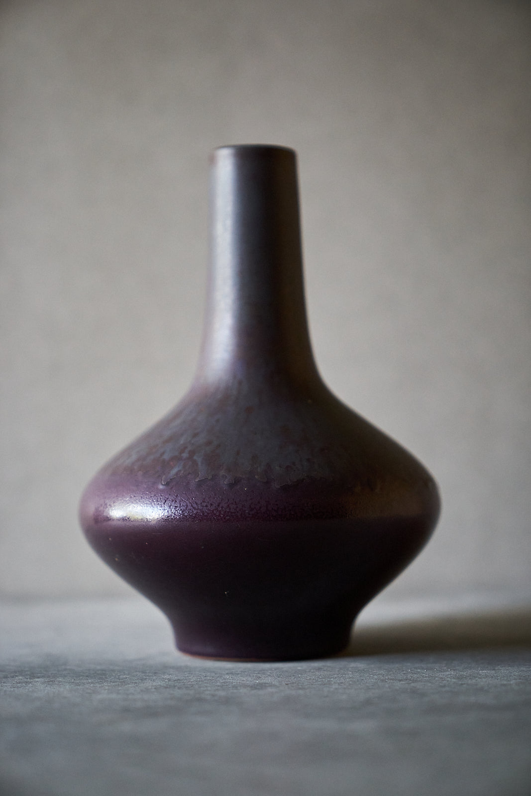 Staatliche Majolika Manufaktur Karlsruhe  Purple Glaze Flower Vase FAT LAVA