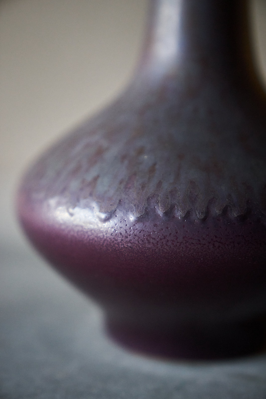 Staatliche Majolika Manufaktur Karlsruhe  Purple Glaze Flower Vase FAT LAVA
