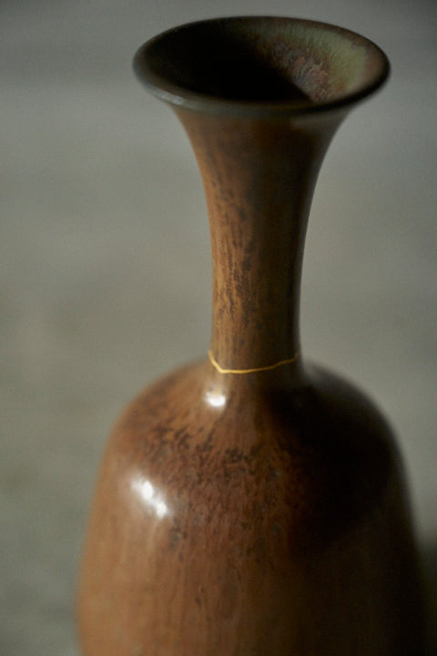 Gunnar Nylund Rörstrand Brown Flower Vase Kintsugi