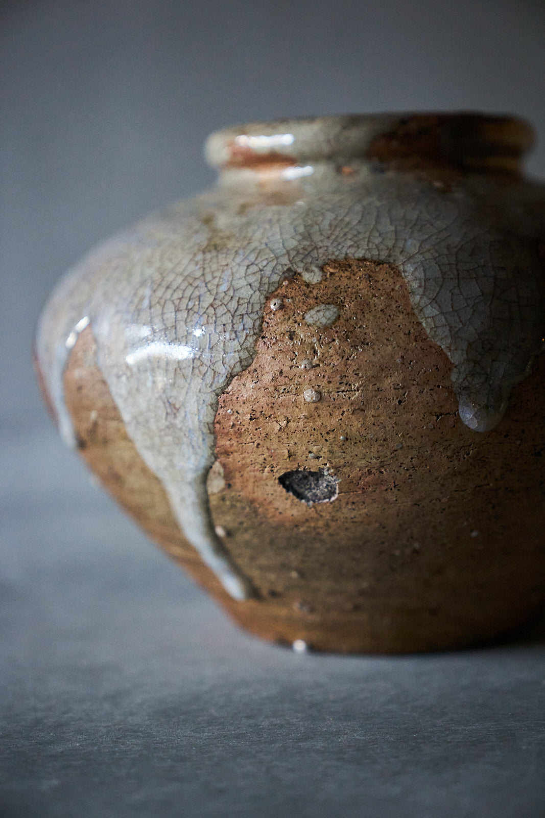 Brown & White Glaze Japanese Old Pot