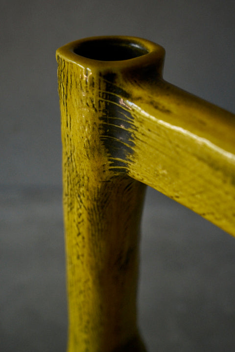 Yellow Glaze Japanese Flower Vase