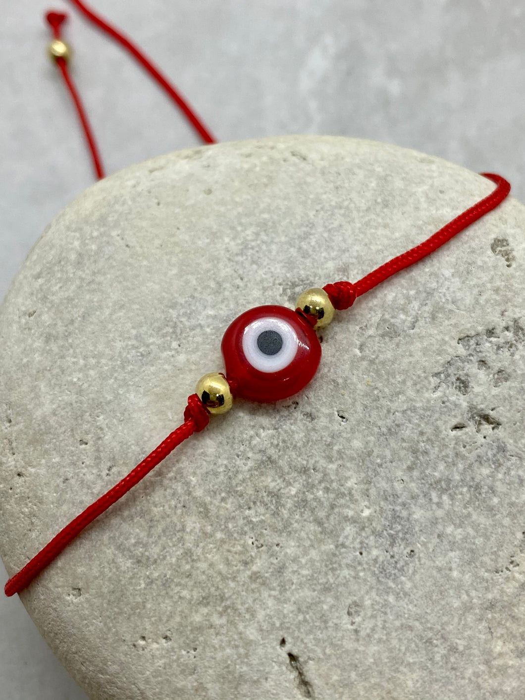 Adjustable Red Evil Eye with Beads Martaki Bracelet MB5