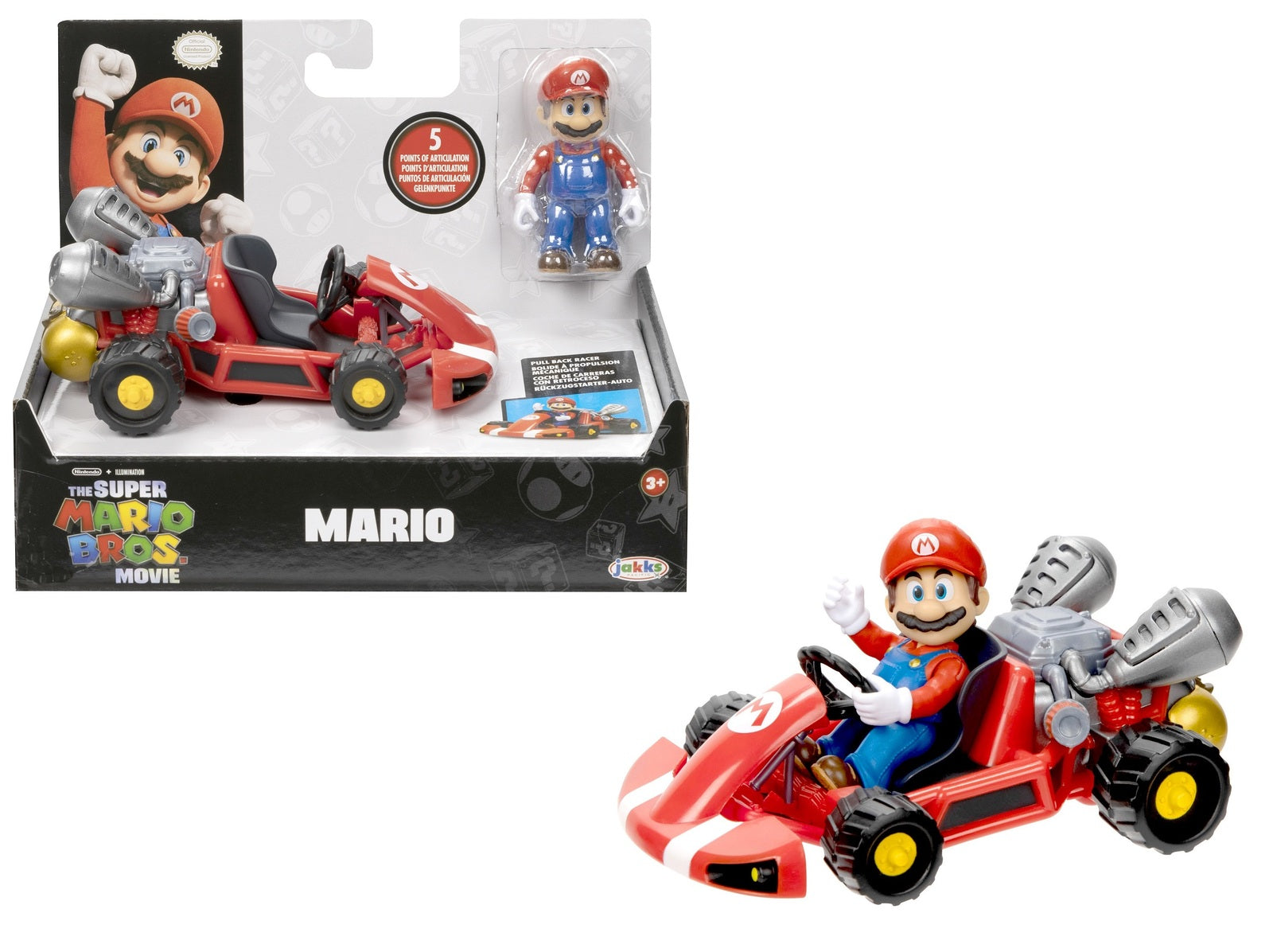  SUPER MARIO Spin Out 2.5 Mariokart - Mario Racer Vehicle ,  Yellow : Toys & Games