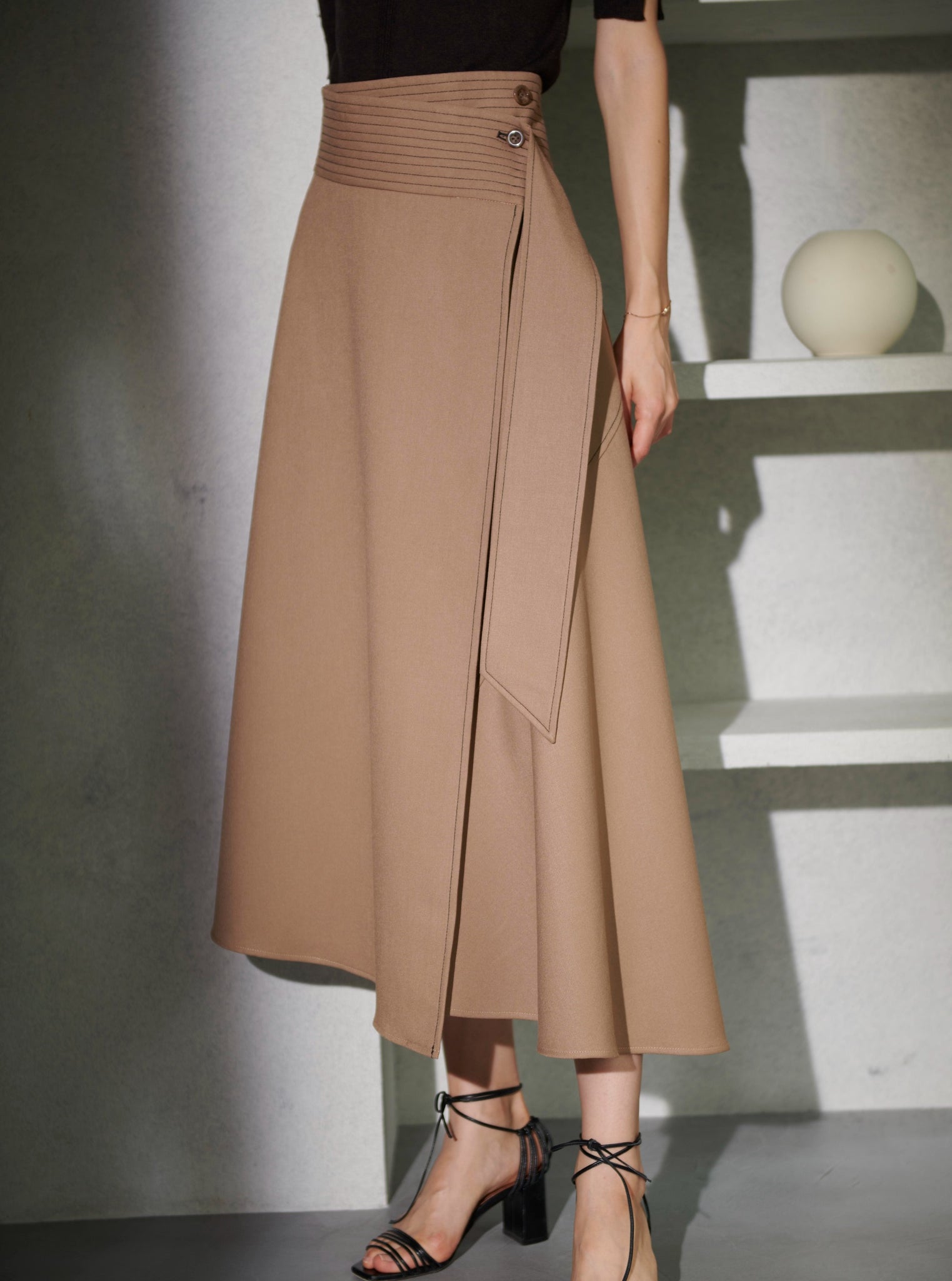 Irregular hem Wrap Skirt ロル L'Or-www.electrowelt.com