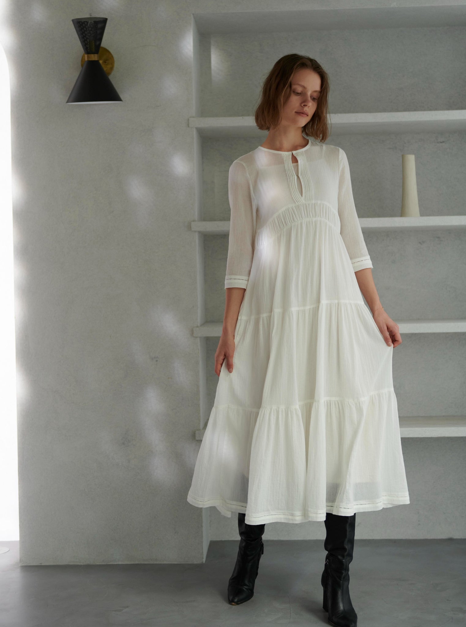 L'Or ロル Crepe Tiered Dress - ロングワンピース