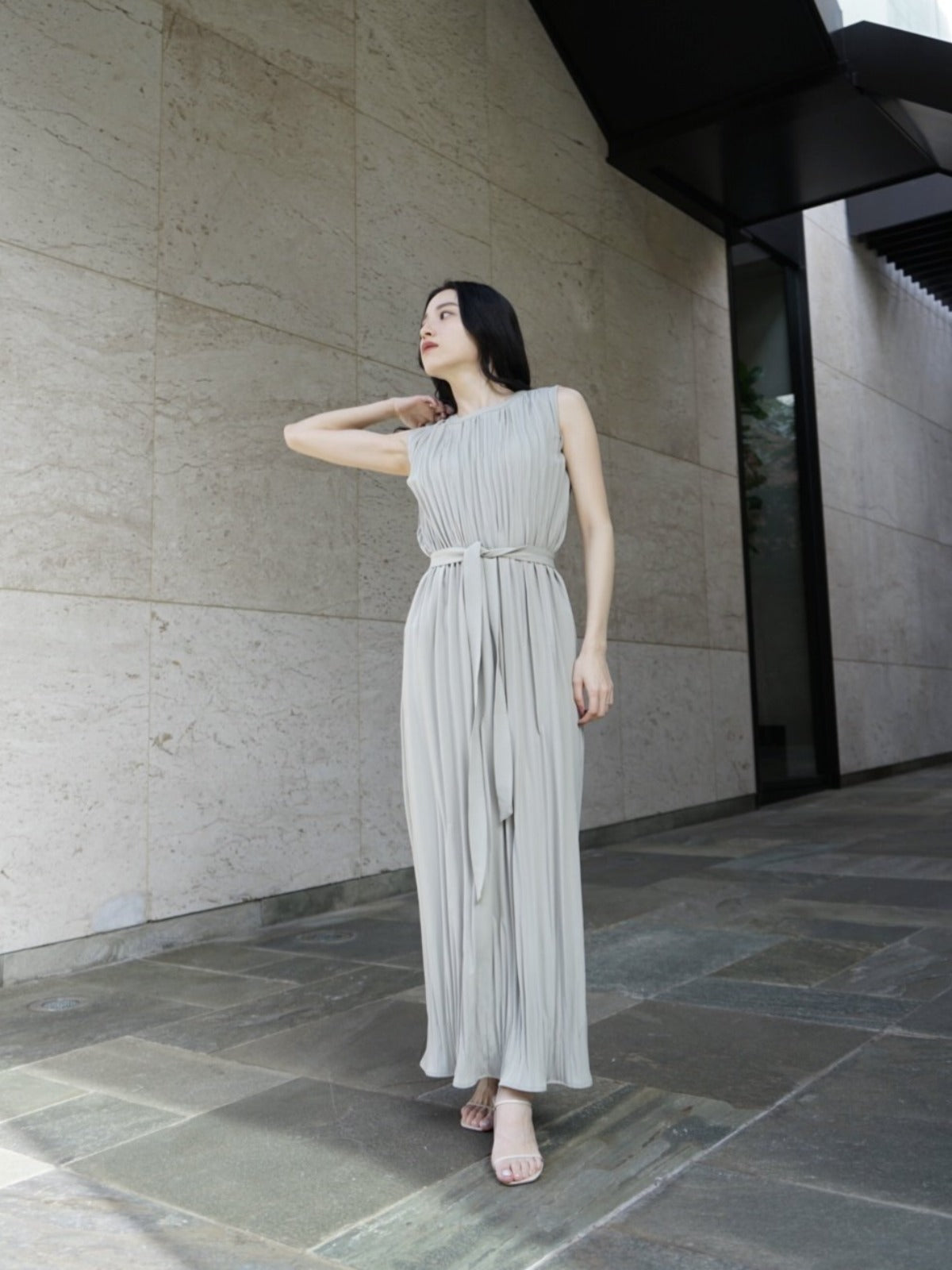 プリーツが】 Noble - L'or ロル belted pleats dressの通販 by mau ...