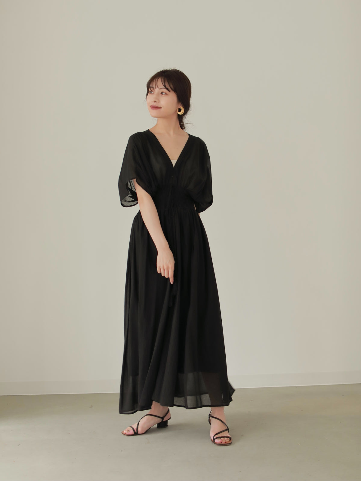 超目玉枠】 MEER. シャーリングフリルドレス shirringdress 黒