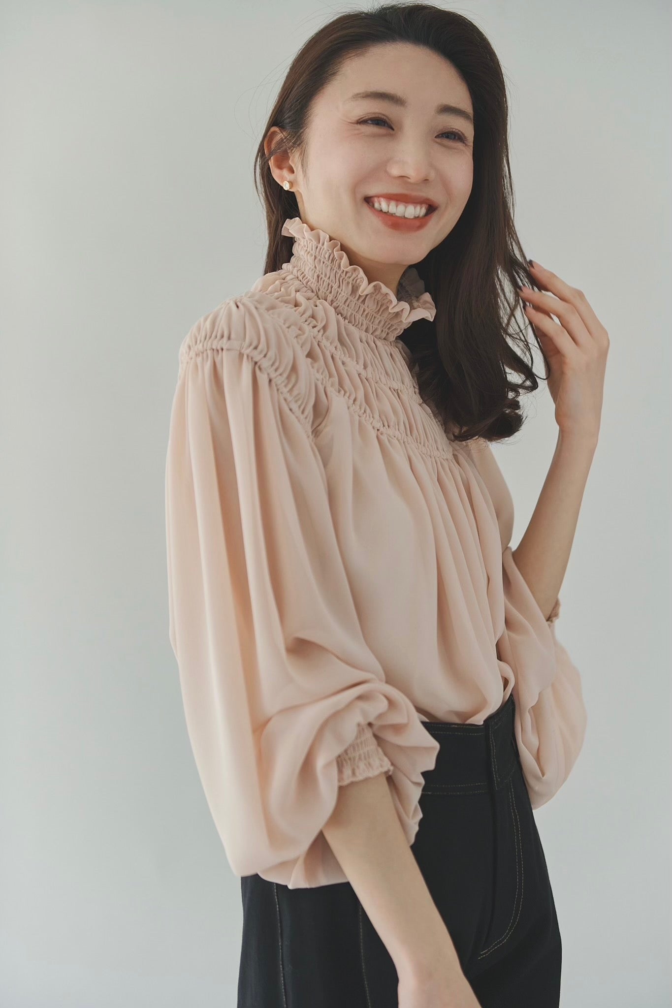 L'Or Yoke Shirring Blouse