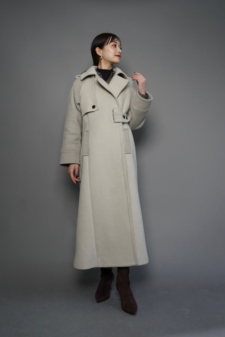 L'or Geelong Wool Long Coat (Brown)-