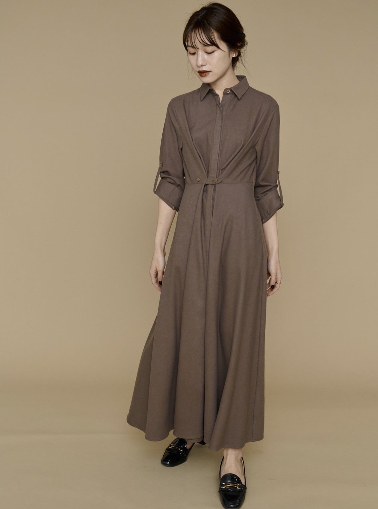 l´or Volume Shirt Dress black かじまり-