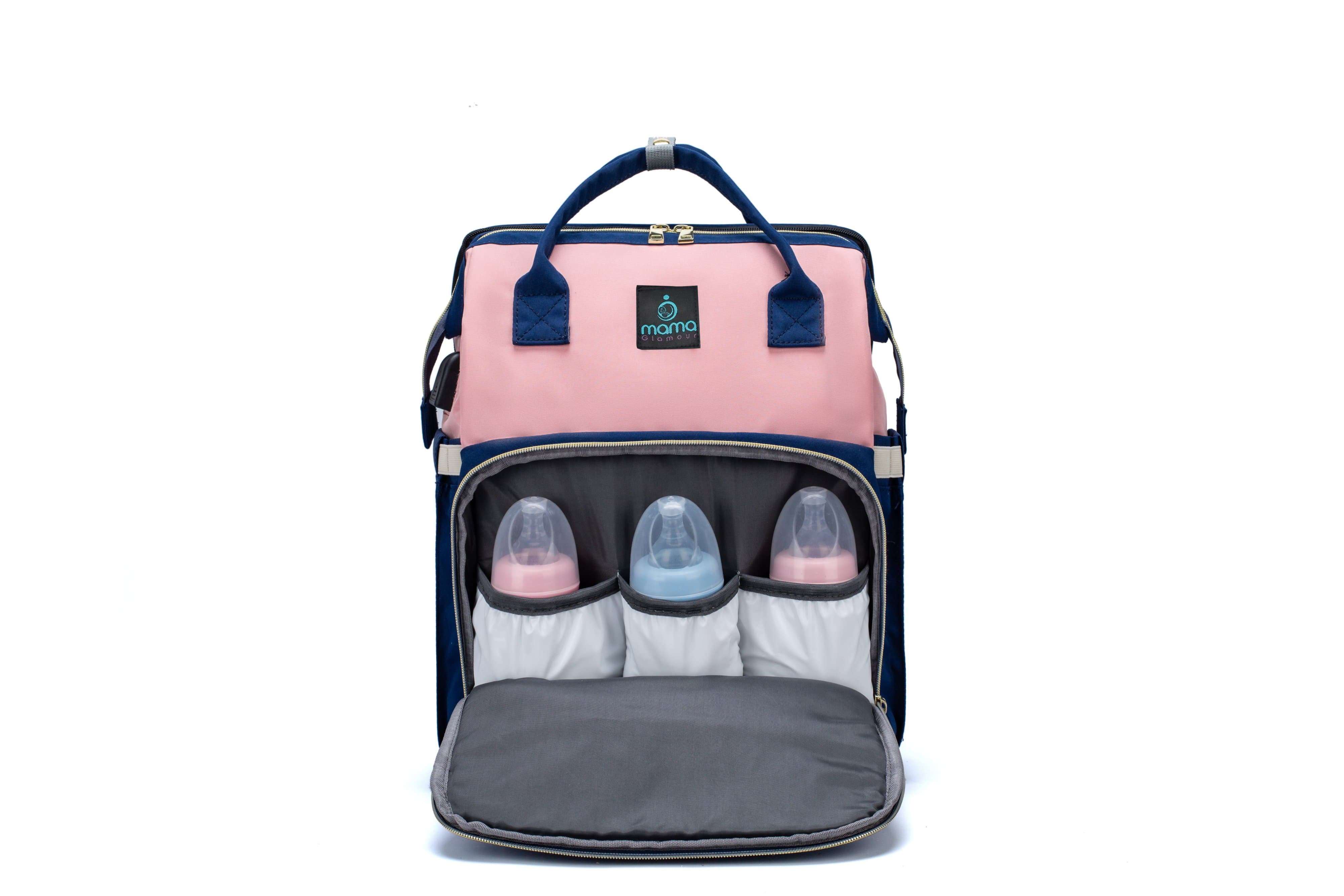 7 in 1 Premium Diaper Bag - Pink & Blue