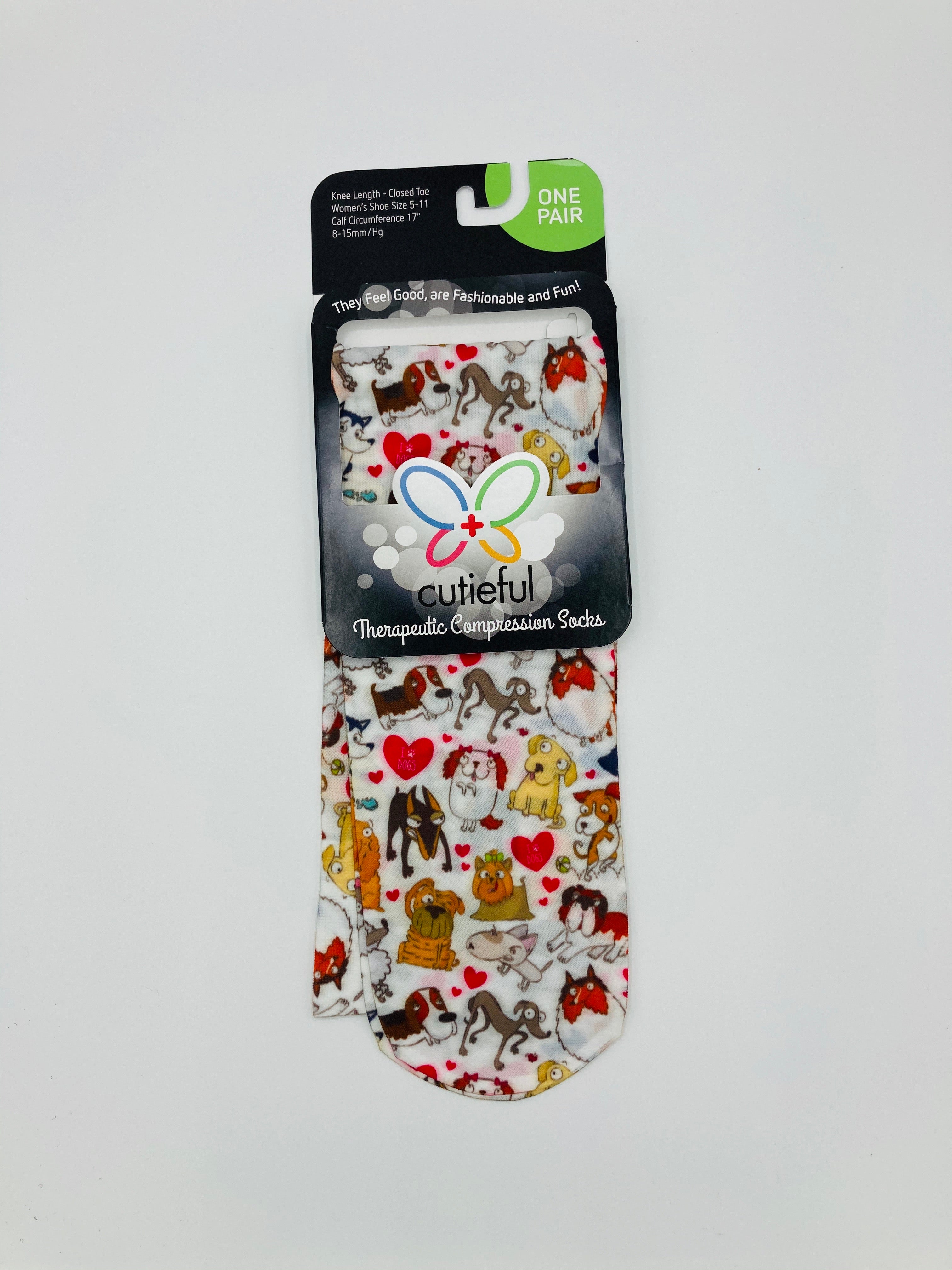 8-15 mmHg Sheer Compression Socks - Dog Pawty