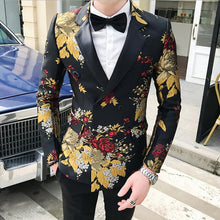 Load image into Gallery viewer, Fashion trend High quality New Men&#39;s Casual suit jacket 2020 New Double breasted blazer Wedding Party men Printed blazer
