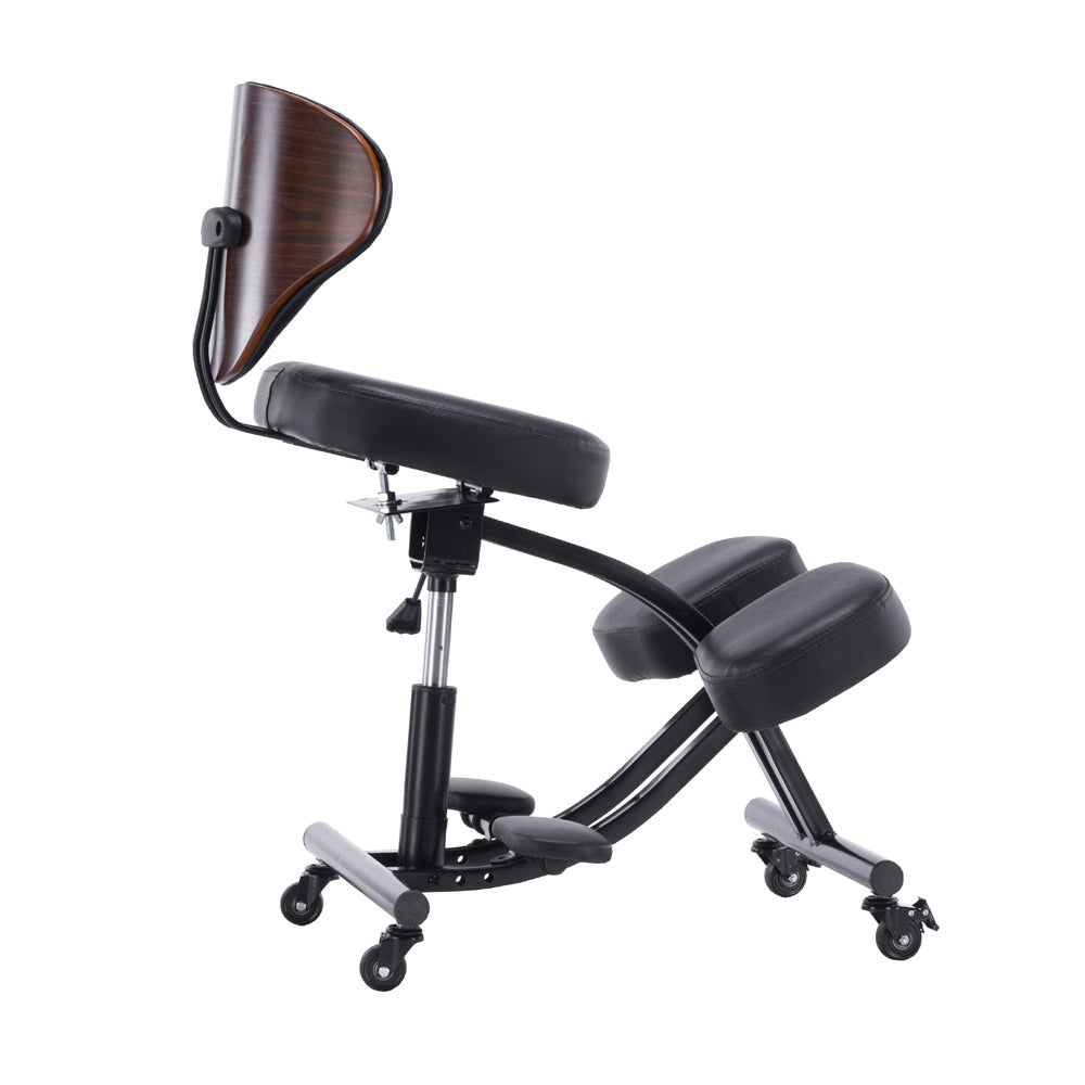 YOOMEMM Kneeling Chair,Ergonomic for Office with Wood Back Support,Walnut  Finish,Height and Angle Adjustable to Reduce Back Pain,Upright Sitting