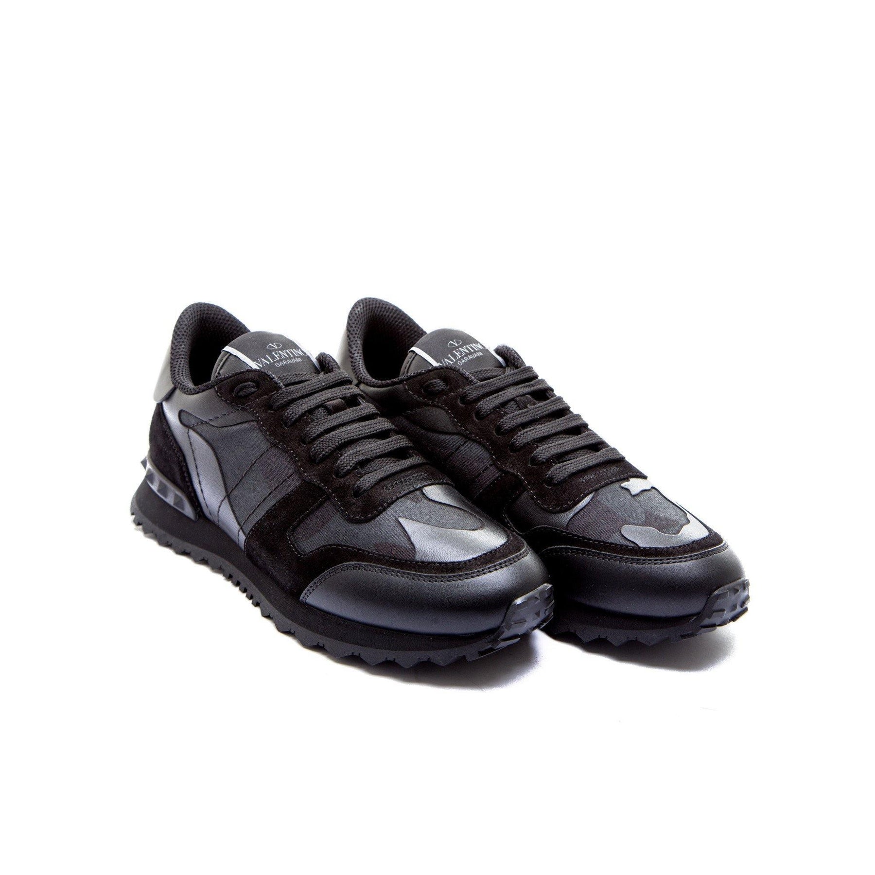 Men's Valentino Garavani Studded Black Rockrunners Leather Trainers – Urban Menswear