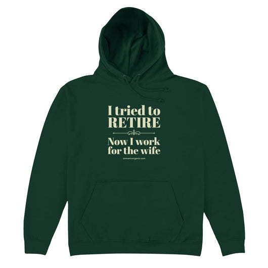 I tried to retire organic hoodie in dark green  from www.somanicorganic.com