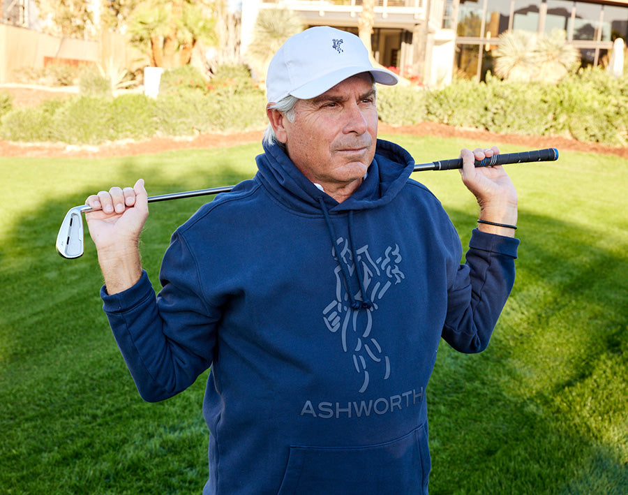 Fred Couples in navy hoodie