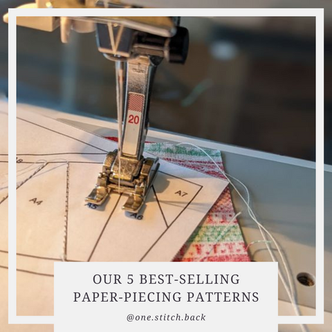 paper piecing patterns, one stitch back, vermont made, sewing patterns, quilt block patterns