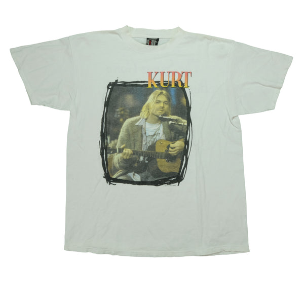 Vintage Kurt Cobain The End of Music 1999 T Shirt 90s Nirvana Gray