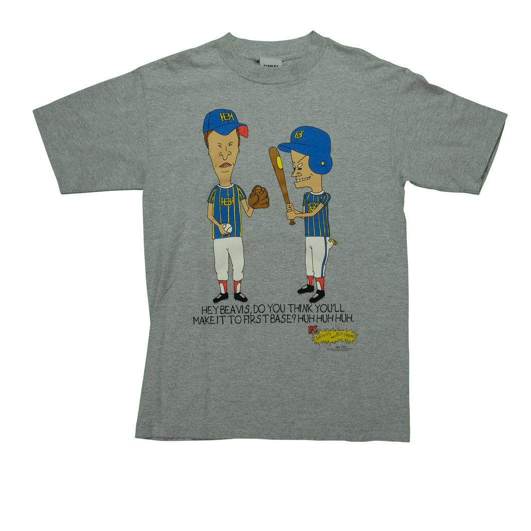 1997 Beavis and Butt-Head Do You Think You'll Make It To First Base Baseball Tee by Stanley Desantis