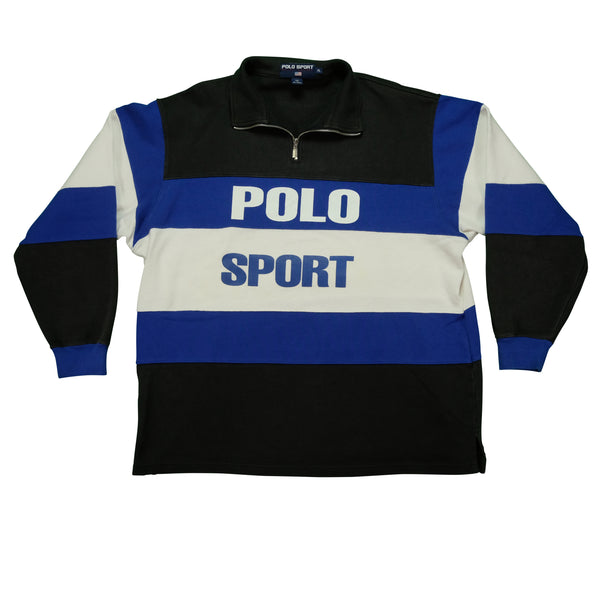 Vintage Mens Polo Sport Ralph Lauren Color Block Hooded Jacked 1/4
