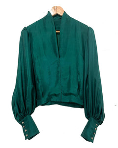 long sleeve emerald green blouse