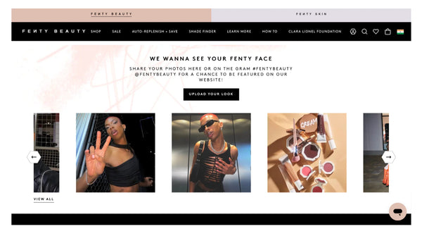 Fenty Beauty uses UGC on their site