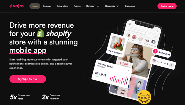 Vajro Shopify Mobile App Builder