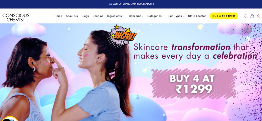 Conscious Chemist is running a campaign where consumers can choose any 4 products for a fixed price of INR 1299.