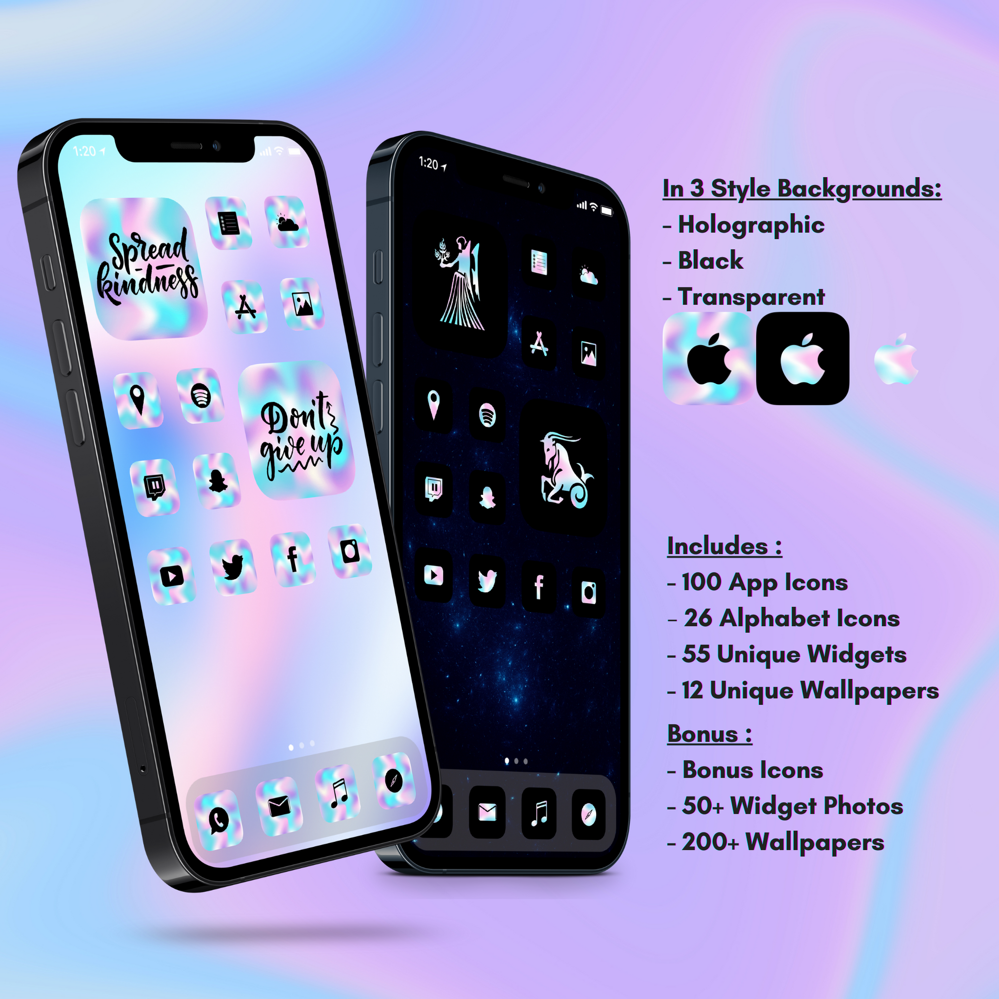 360 Holographic Icon Pack Ios 14 App Icons Social Media Icons Aesth Game Cb