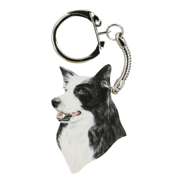 Border Collie Dog Handmade Wooden Keyring 0