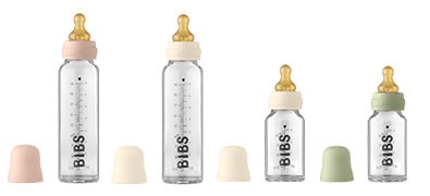 Bibs Baby Glass Bottle Complete Set - 225ml with Medium Flow Nipple - Iron