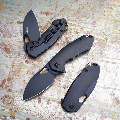 GiantMouse ACE RIV Blackout Titanium EDC Folding Knife