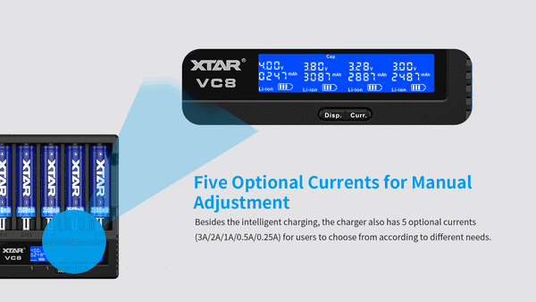 XTAR VC8 8 slot battery charger EDC FLASHLIGHT CHARGER
