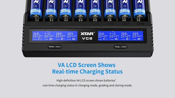 XTAR VC8 8 slot battery charger EDC FLASHLIGHT CHARGER