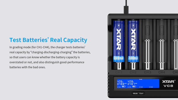 XTAR VC8 8 slot battery charger EDC FLASHLIGHT CHARGER