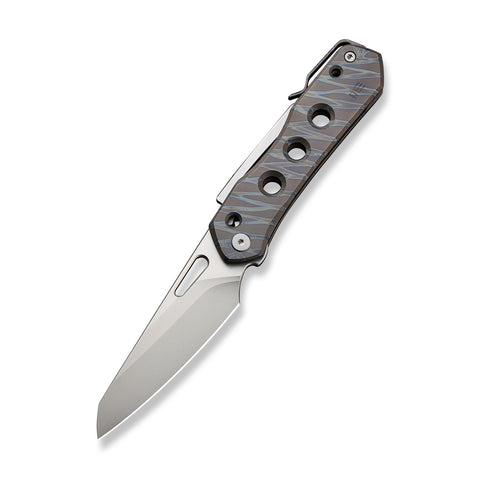 WE Knife High-Fin, WE22005-3, Blue Titanium, Grey CPM-20CV pocket knife