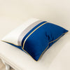 Navy Blue Velvet Gold Stripe Modern White Cushion Cover - Geometric Collection