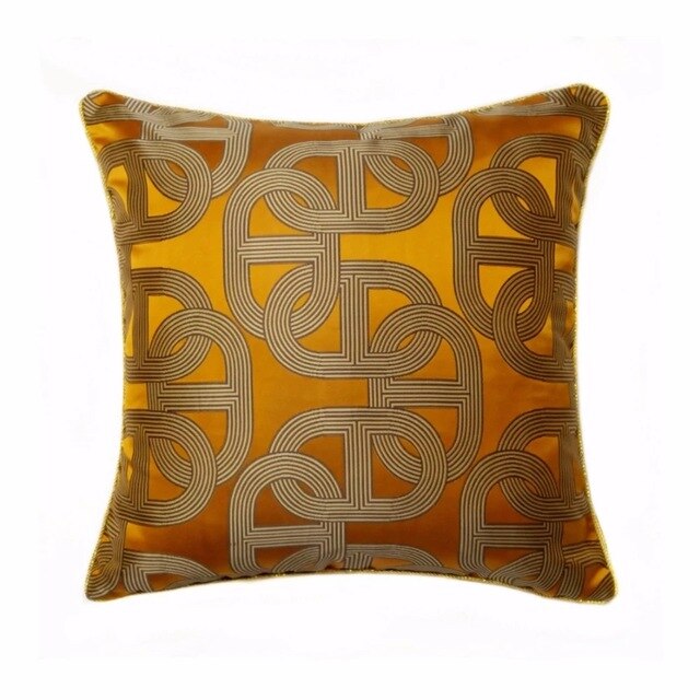 Metallic Gold Orange Art Design Luxury Cushion Cover - Geometric Colle ...