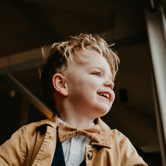 boy wearing cork bow tie