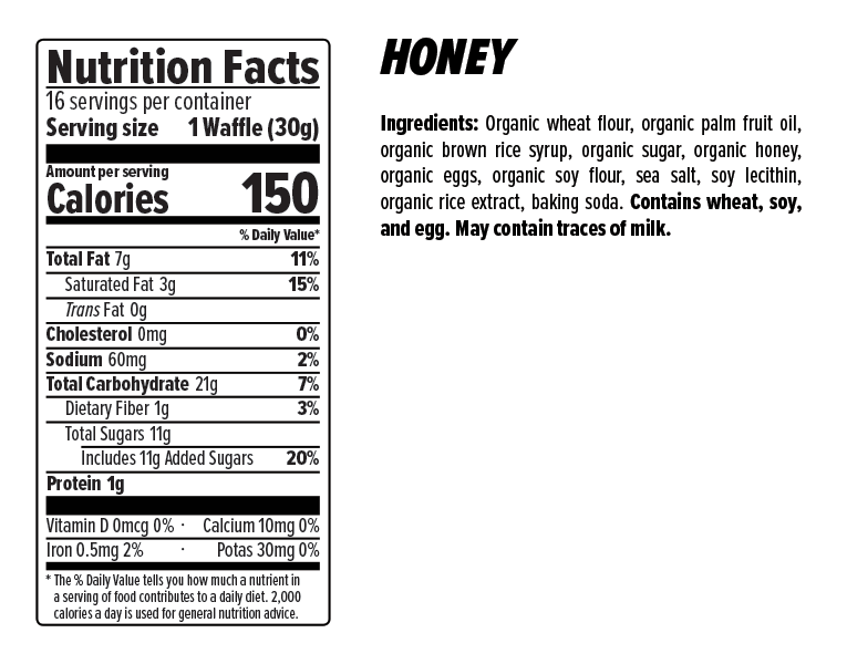 Información nutricional de Waffles con sabor a miel Honey Stinger
